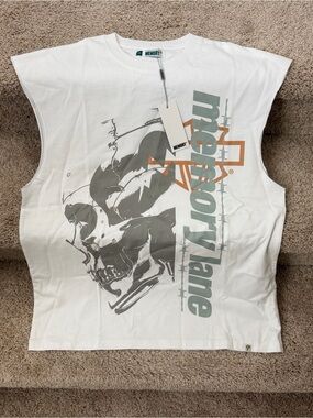 White Graphic Muscle Tank — Skull Print